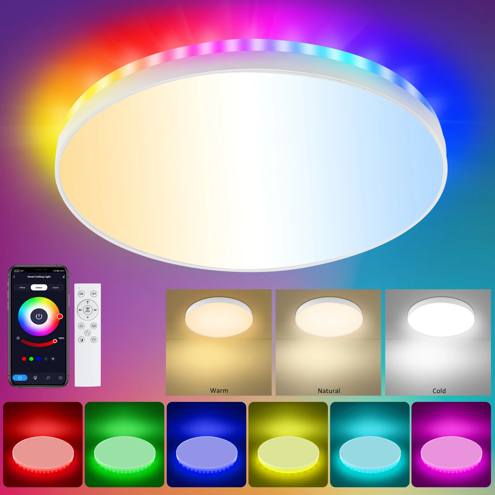 30W Intelligent LED Ceiling Light With Remote Control RGBCW Indoor Light With APP Control Ceiling Lamp With Music Mode