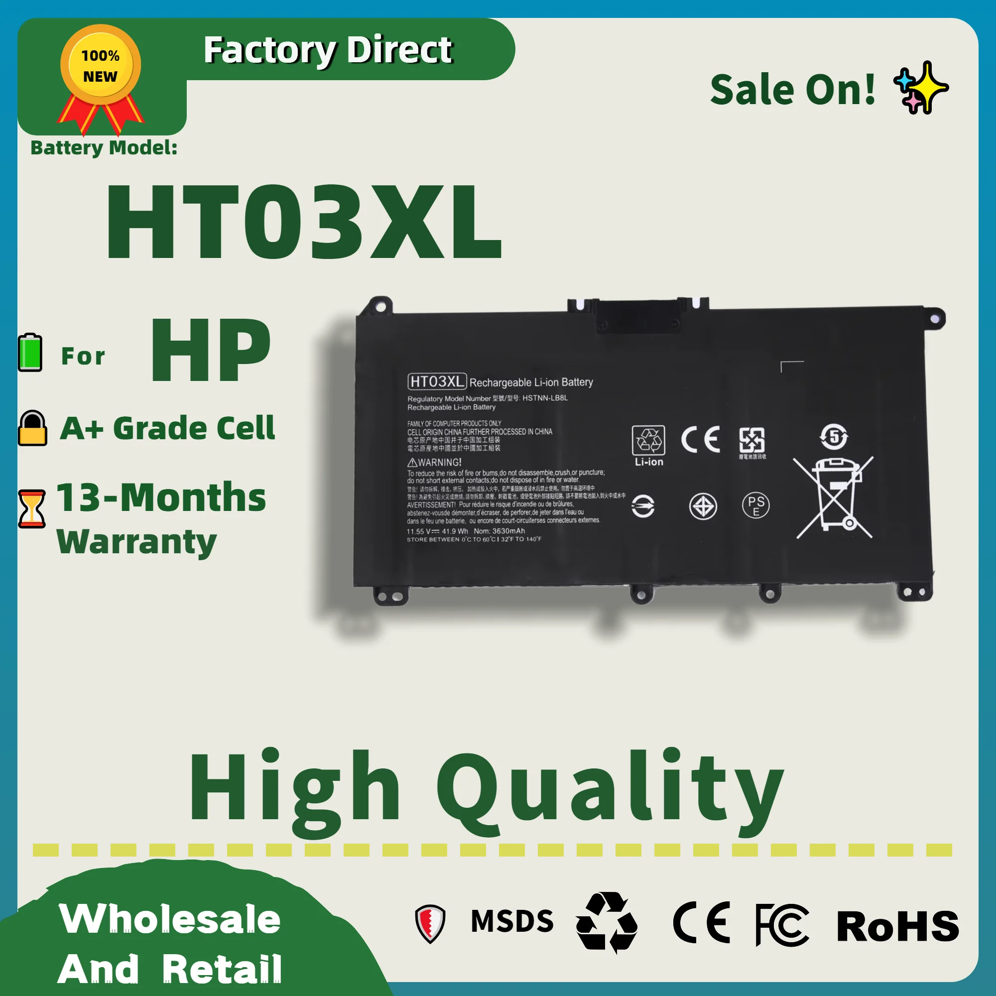 Batería Original para Portátil HT03XL 240 G7 HT03xl L11119-855 L11421-1C1 14-CE 14-CF 14-DG 14-DF 15-CS 15-DA Directo de Fábrica