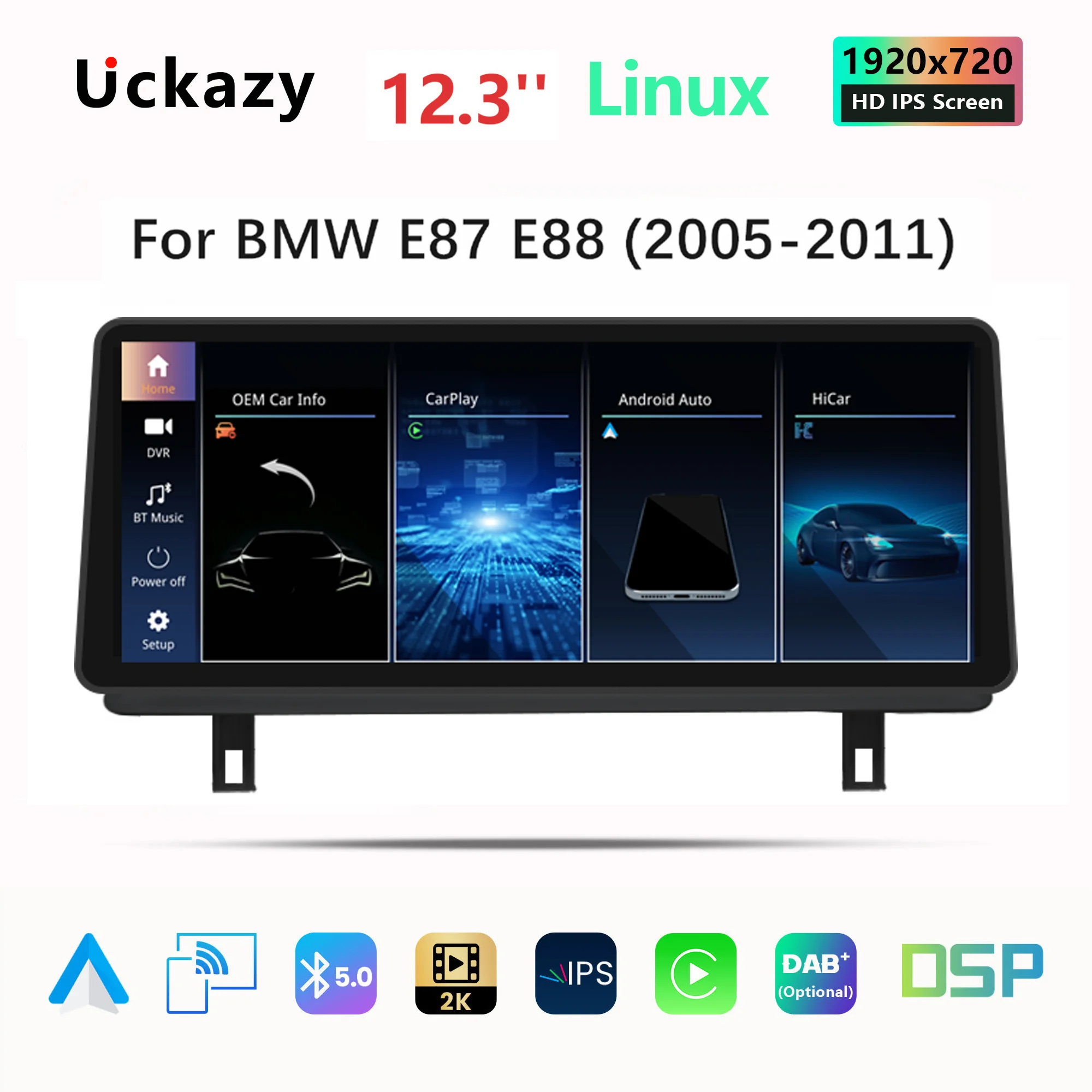 LINUX Touch screen High Quality Android14 Auto CarPlay Car Multimedia Player For BMW 1 Series E87 E81 E88 E87 2004-2012 CCC/CIC System without the original screen GPS Navigation Stereo Radio BT WIFI