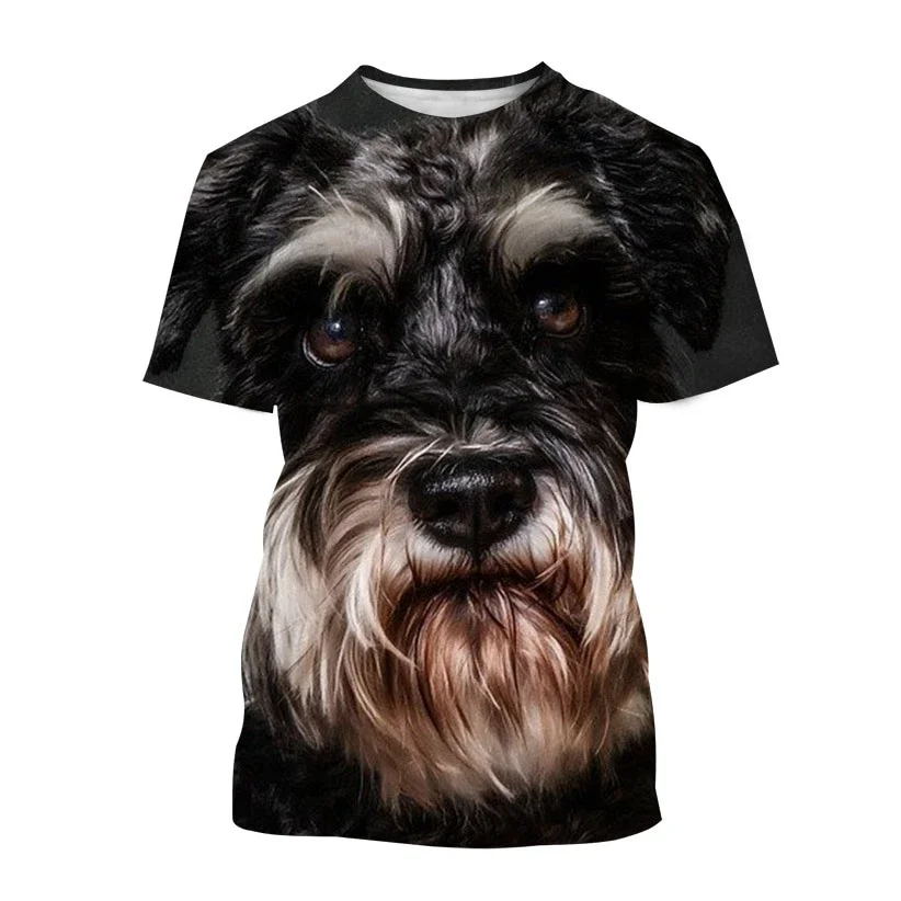 Animal Schnauzer Puppy 3D Print T-shirt Summer Men Woman Casual Cute Dog T Shirts Streetwear Kids Harajuku Tees Top Man Clothing