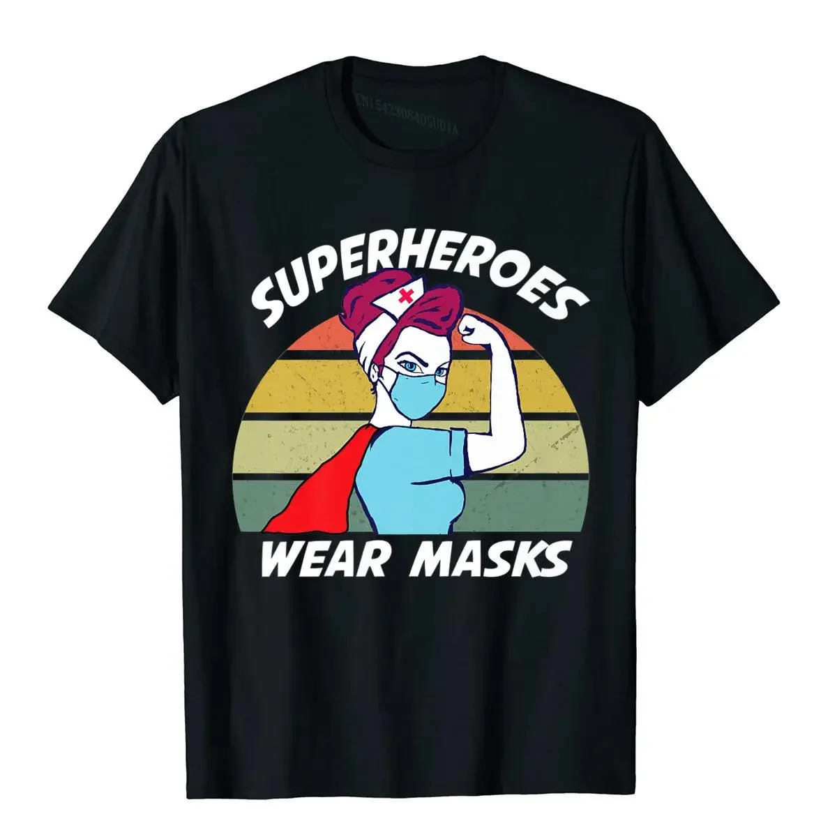 

Superheroes Wear Masks Retro Nurse Premium T-Shirt T Shirts Popular Anime Cotton Men's Tops Shirts Cool