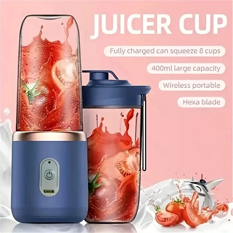 400ML Electric Juicer Mini Portable Blender Fruit Mixers Juice Extractor USB Rechargeable Smoothies Blender Juice Maker Machine