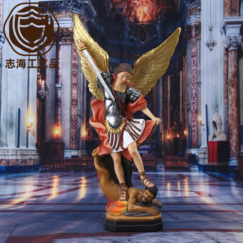 Cross-border supplier 31CM high classical killing demon St. Miller's angel statue ornament decorative resin handicraft
