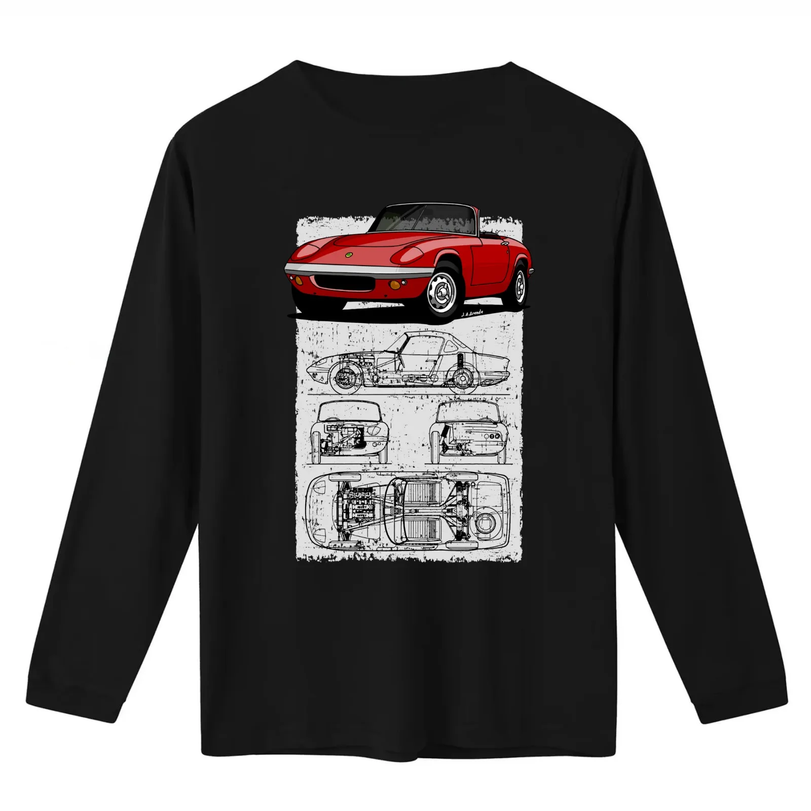 The light and super fun British sports car with technical drawing T-Shirt Summer Casual Cotton Tee Oversized Streetwear Tops