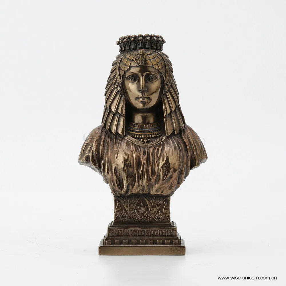 Ancient Egyptian Queen Bust Resin Statue Egyptian Female Pharaoh Head Sculpture Retro Home Desktop Collectible Decor Ornament
