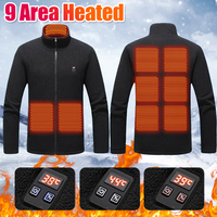 9 Heated Area Intelligent Heating Coat USB Charging Heated Jacket Waterproof Heated Sweater 3 Gear Temperature for Hiking Skiing