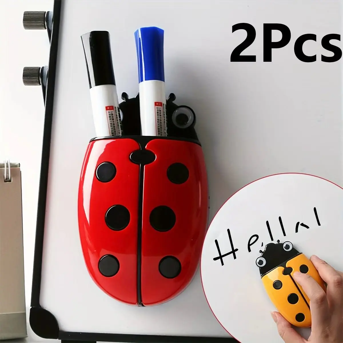 2pcs Cute Fridge Storage Box, Whiteboard Eraser, Pen Holder, Desk Accessories and Organizer