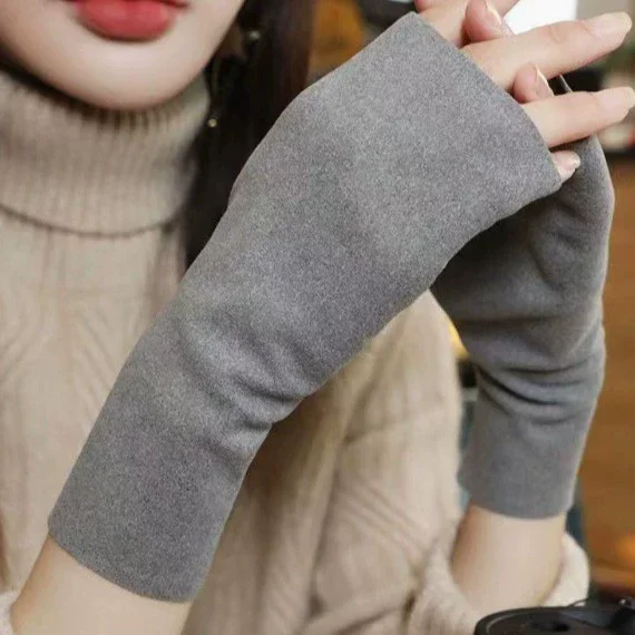 المرأة الشتاء الألمانية المخملية نصف اصبع قفازات زائد المخملية الخريف الشتاء قفازات دافئة مفتوحة فنجر Telefingers قفازات