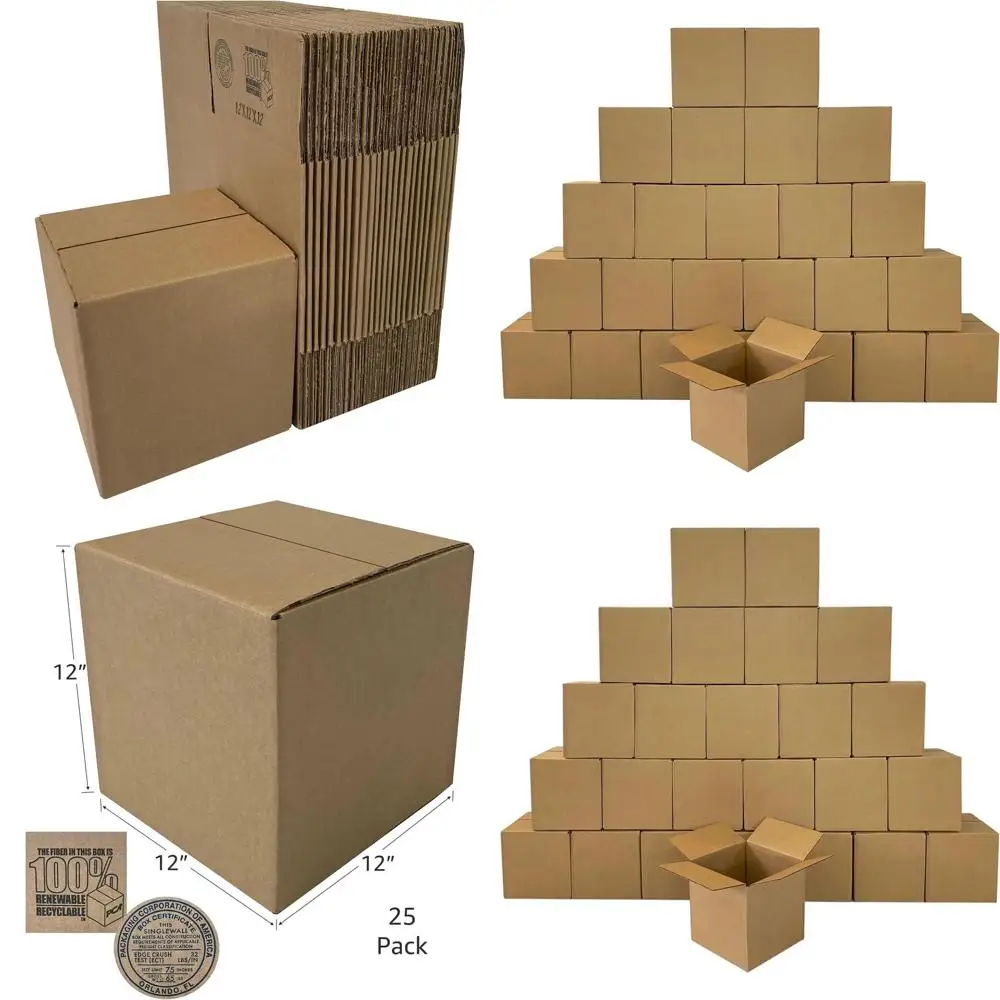 

Картонные коробки среднего размера, 25 штук, 12x12x12 дюймов, идеально подходят для отправки, почтовых отправлений и хранения.