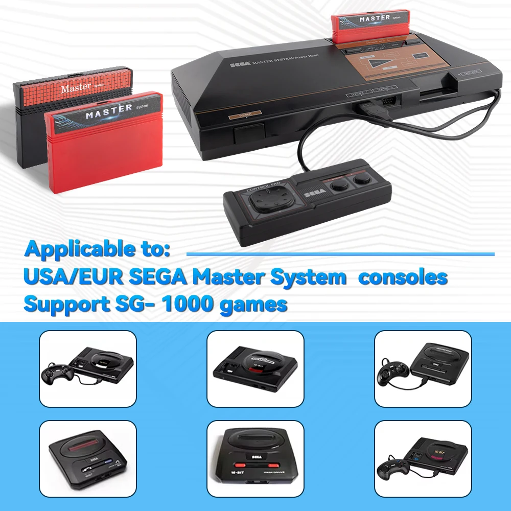 خرطوشة ألعاب Master System 1400 in 1 لـ USA EUR SEGA مع بطاقة TF سعة 8 جيجابايت وبطاقة وحدة تحكم ألعاب النظام الرئيسي #6