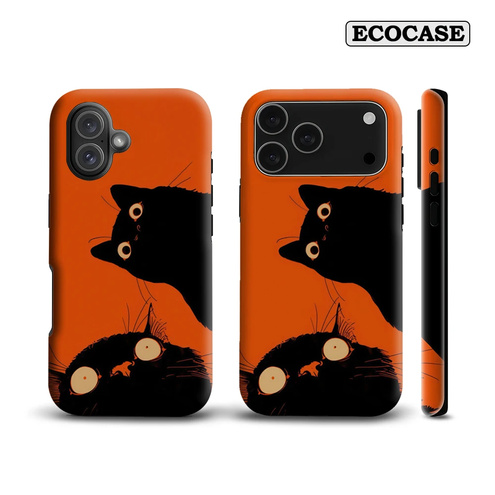 Wide-Eyed Black Cats IPhone 17 Must-Haves Handyhülle für IPhone 17 16 15 14 13 12 Pro Max Plus Doppelschichtige Rückseite
