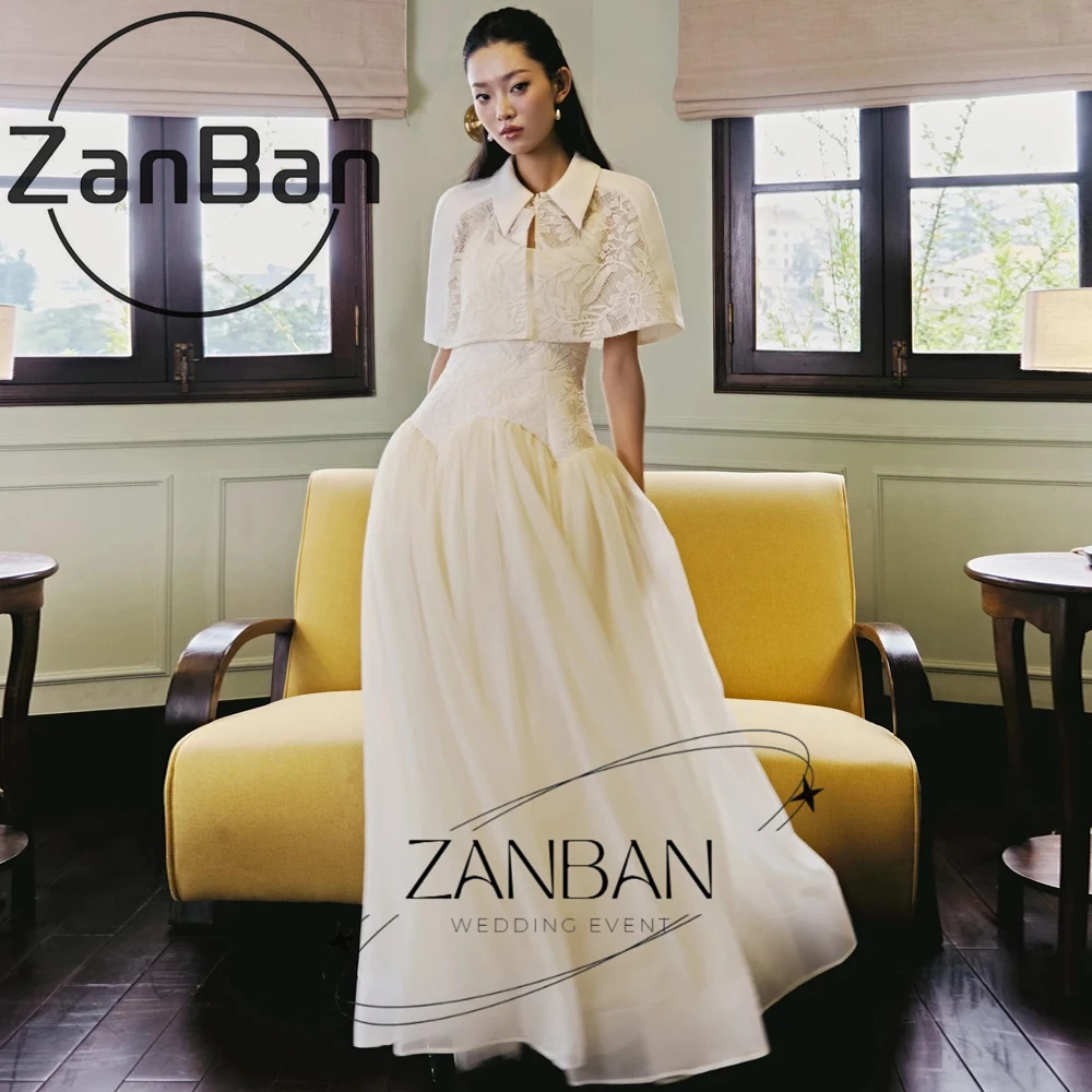 ZanBan Modern Lace Dress White 2026 Evening Gown Delicate Hand‑Made Embroidery,Ideal for Wedding Perfect for Formal Event Pleat