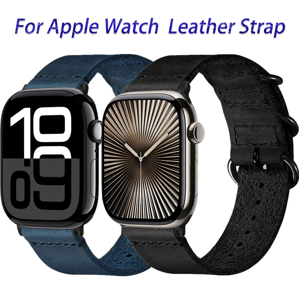 

Premium Leather Band for Apple Watch Ultra 49mm 10 46mm 42mm 9 8 45mm41mm Three Ring Bracelet Belt iWatch 6 5 SE 44mm40mm Strap