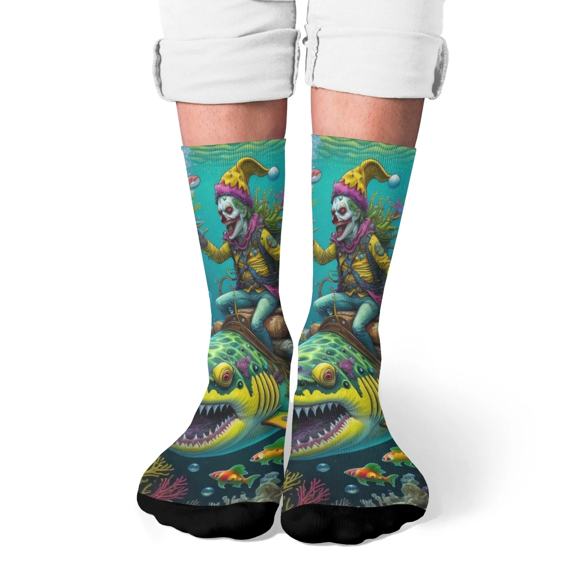 Fantasy Clown Art Socks Non-slip Elastic Breathable Men's Socks Travel Casual Hiking Crazy Rock Street Hip Hop Compression Socks
