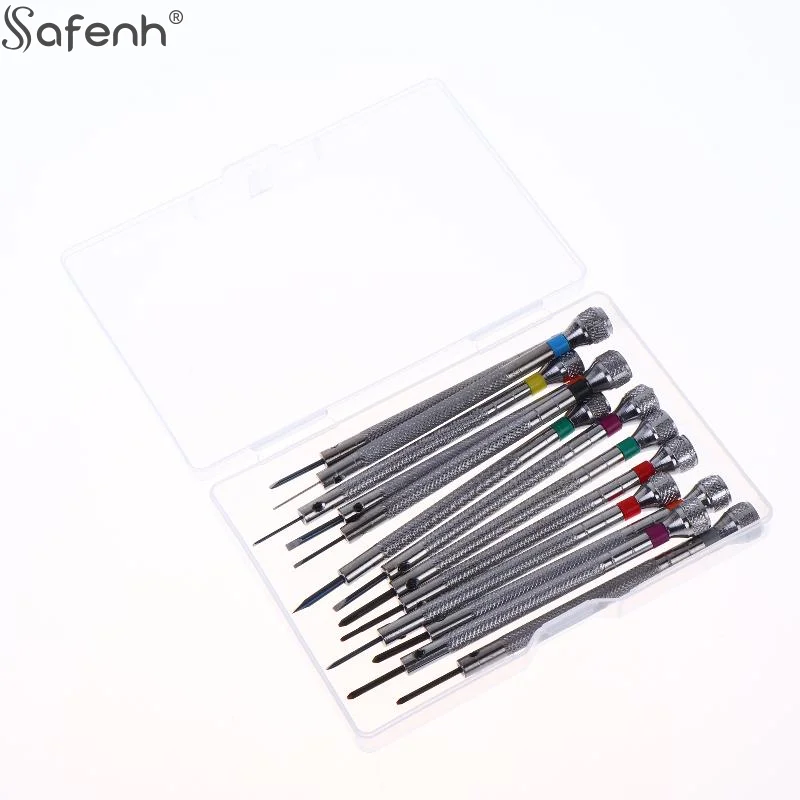 13pcs/Set  High Quality Silver 0.6-2.0mm Precision Screwdriver Set Iron Micro Cross Repair Kit For Watches Glasses Jewelry