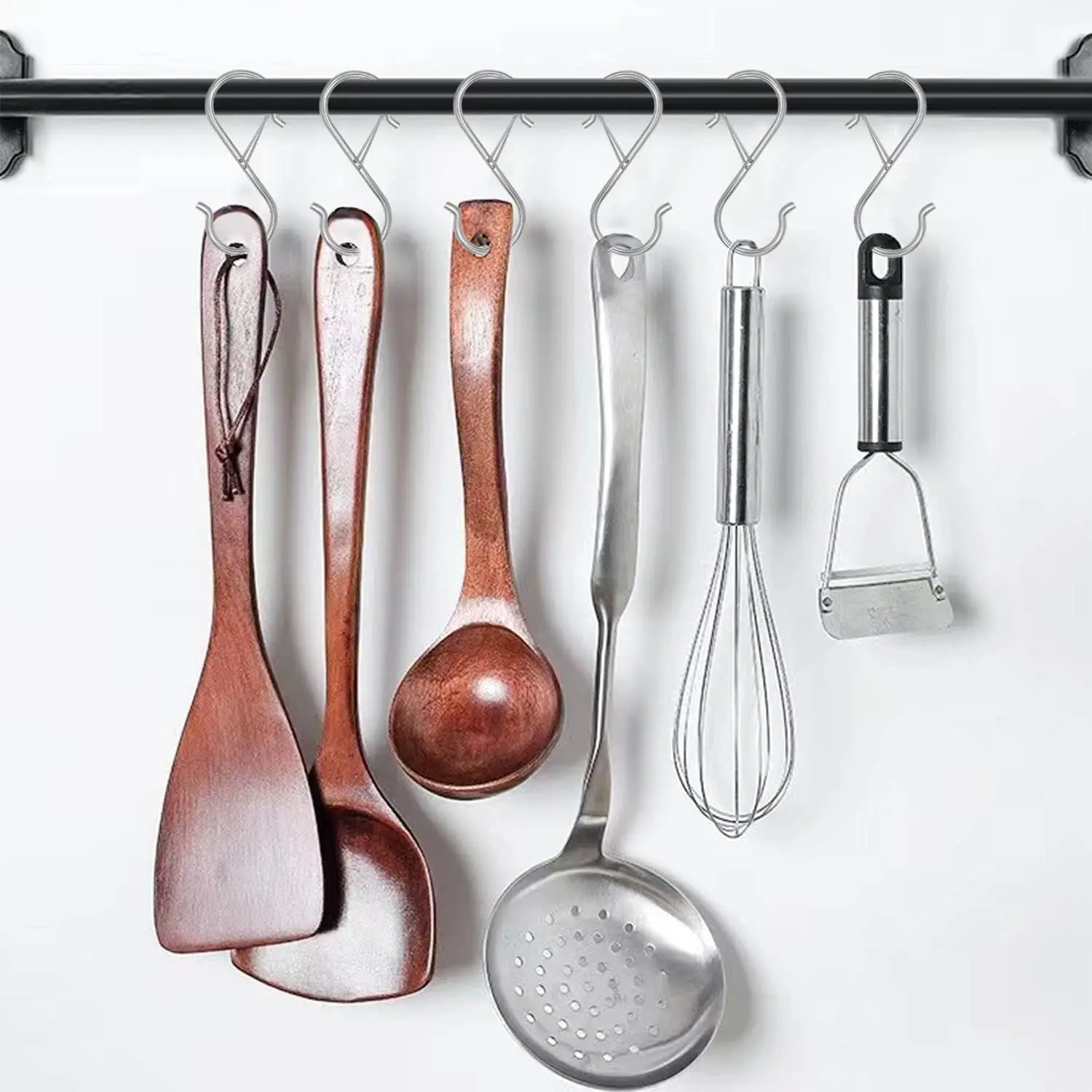 16 عبوة من خطافات S فضية مقاس 3.5 بوصة، شديدة التحمل مع إبزيم أمان للمطبخ والخزانة وتعليق النباتات