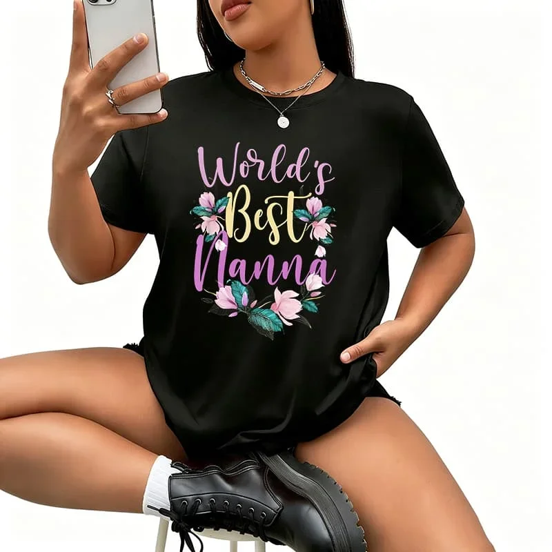 Best Nanna Tee Funny Nanna Ever Gift.jpg Women's T-Shirt Funny Graphic Short Sleeve Tee Novelty Shirt Casual Crew Neck Top