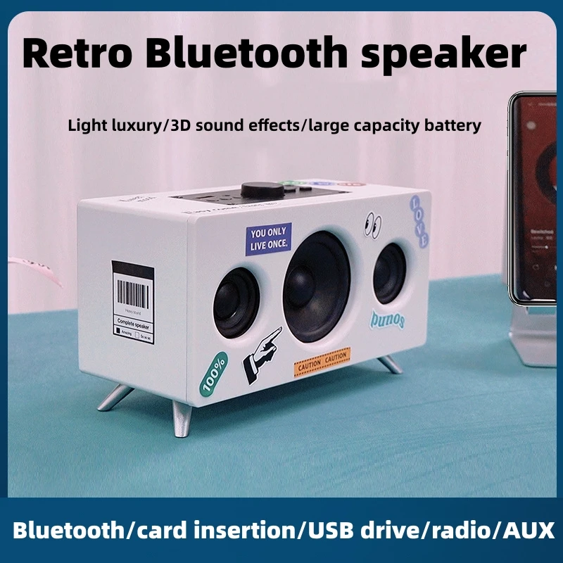 

Creative retro Bluetooth speaker, portable multifunctional subwoofer sound system with support for card insertion caixa de som