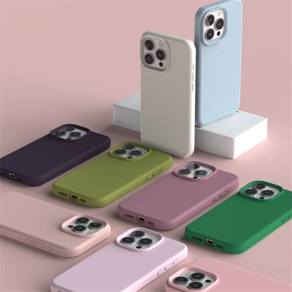 Luxury Liquid Silicone Phone Case For APPLE iPhone 11 13 12 Mini 14 15 Pro Max Cases For iPhone XS XR 7 8 14 15 Plus Plus Shockp