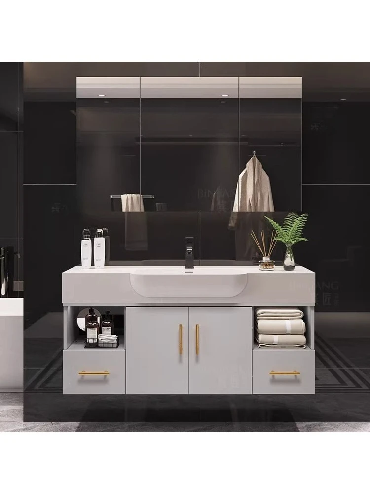 Bathroom cabinet combination texture integrated with modern minimalist washbasin, washbasin cabinet combination furniture