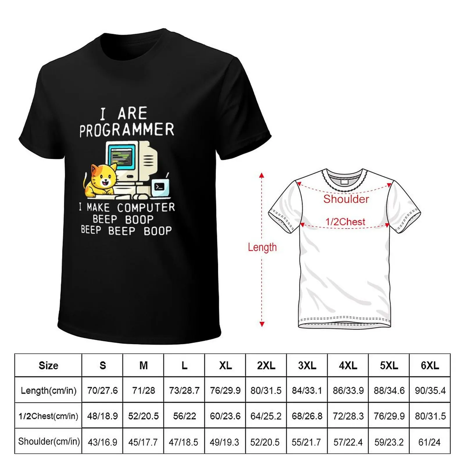Programmer Cat Beep Boop Coding T-Shirt Sporty Breathable Short Sleeve T-Shirt