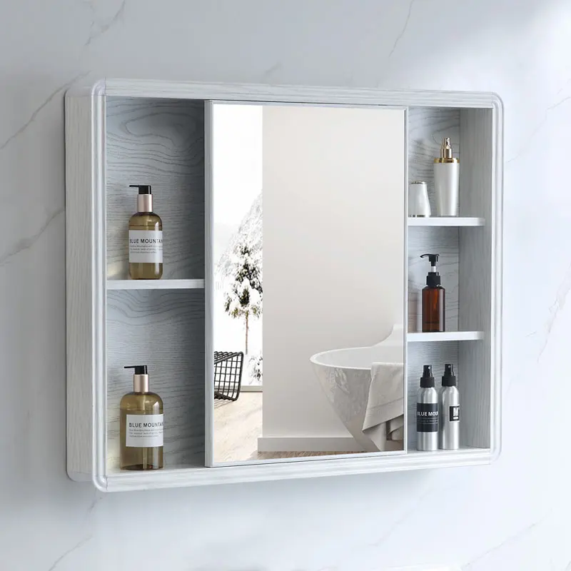 Push-pull feng shui mirror bathroom cabinet wall-mounted hand wash toile twith rack toilet waterproof vanity mirror