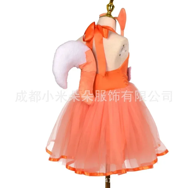 Cute Girls Halloween Fox Cosplay Costumes for Kids Animal Dress Up with Headband Tail Carnival Chrismas Cloth Purim