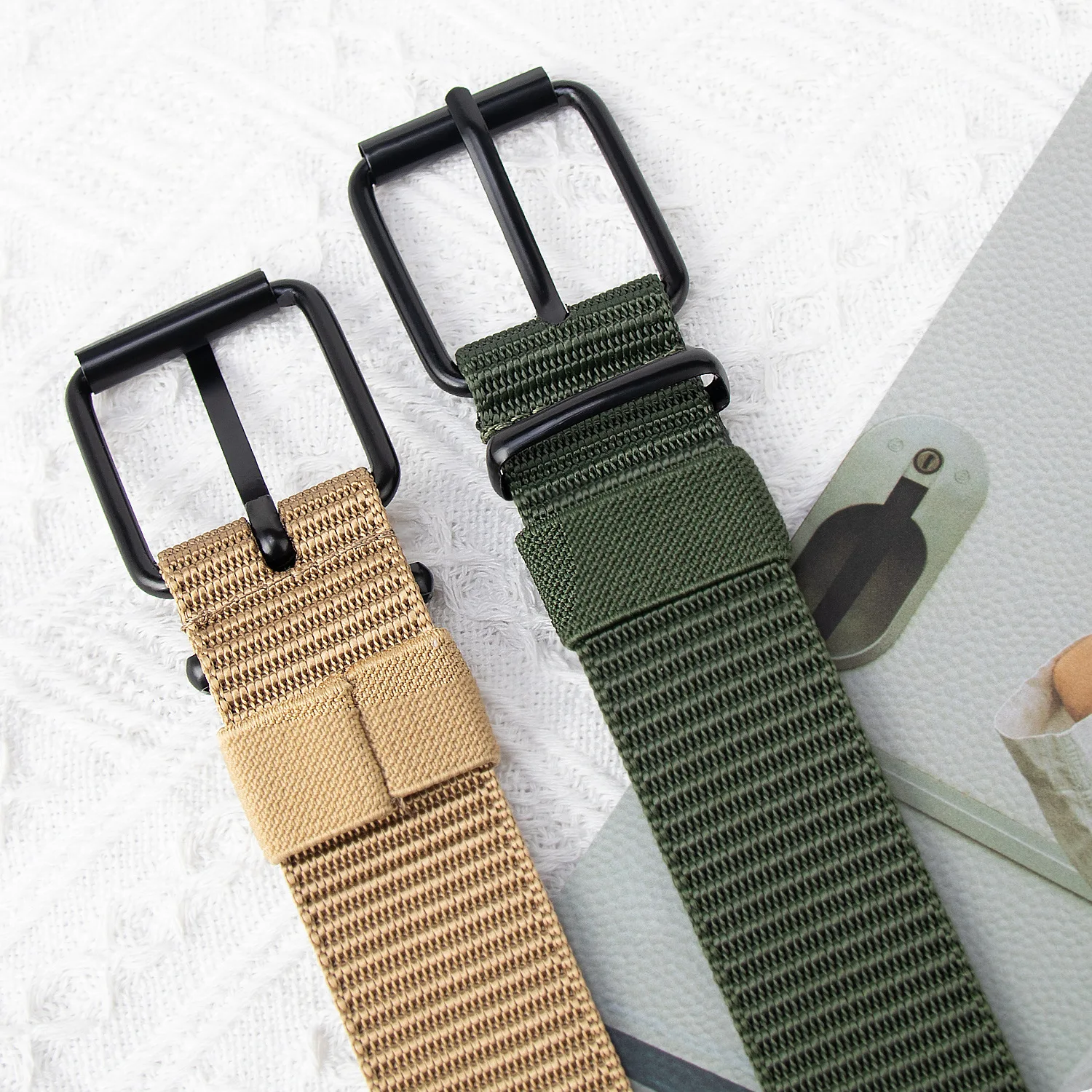3.5CM X 120CM Lengthened Hole Green Men Belt Black Pin Buckle New Factory High Sense Trendy Wholesale Spot Cheap Tide Price