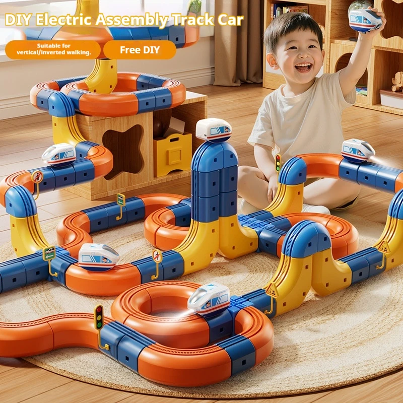 Nowy Magnetyczny Elektryczny Pociąg Szybki Magiczny Pociąg Klocki Magnetyczne DIY Zabawka do Składania Niespodzianki dla Dzieci na Prezenty Świąteczne