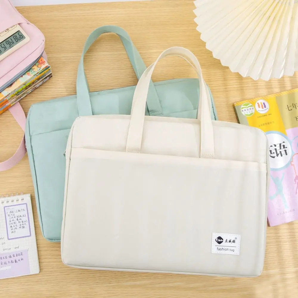 Large Capacity Document Storage Bag Oxford Cloth Double Layer Book Storage Bag Waterproof with Handle Minimalist File Folder
