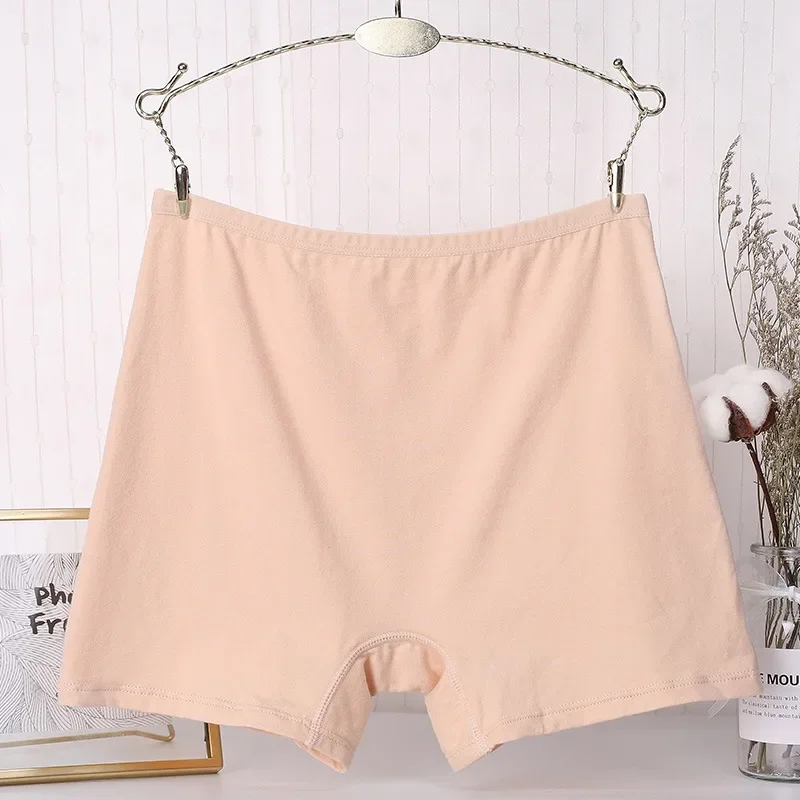 1 Uds. Bragas de algodón para mujer, Boxer de talla grande, ropa interior, calzoncillos de cintura alta, lencería femenina de Color sólido,