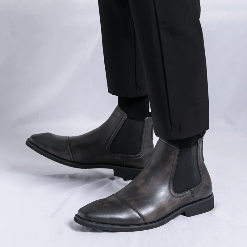 2024 New Handmade Original Chelsea Boots Top Quality Business Dress Ankle Boots Slip-On Luxury Boots Men Winter Party Fashion