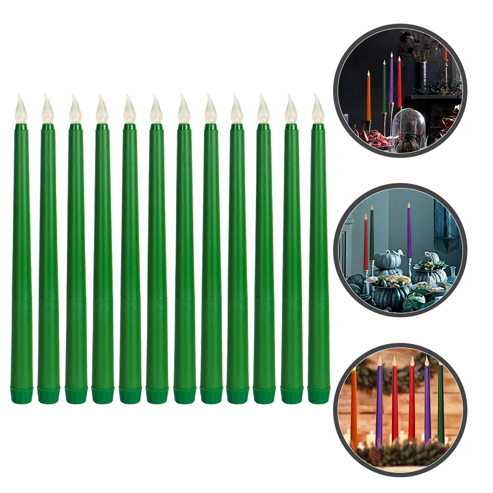 

Candles Operated Electronic Light Taper Wedding Green LED Lights Electric