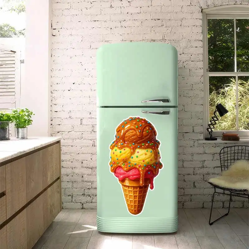 Colorful Ice Cream Dessert Art Wall Sticker Kitchen Decoration Dining Room Living Room Cabinet Refrigerator Decal Stickers M1269