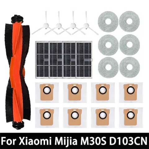 Xiaomi Mijia M30S D103CN 로봇 진공 예비 부품 소모품 메인 사이드 브러시 Hepa 필터 걸레 천 먼지 봉투 액세서리
