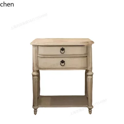 HT  solid wood bedside table bedroom storage cabinet three drawers