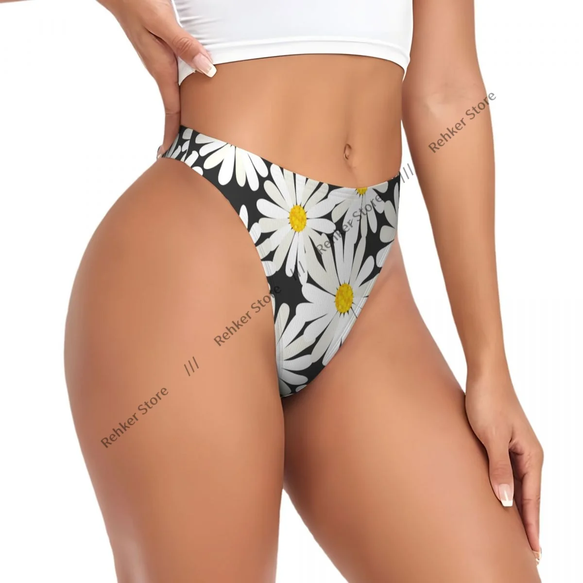 

Sexy Women Underwear Daisies Pattern Thong Panties G-string