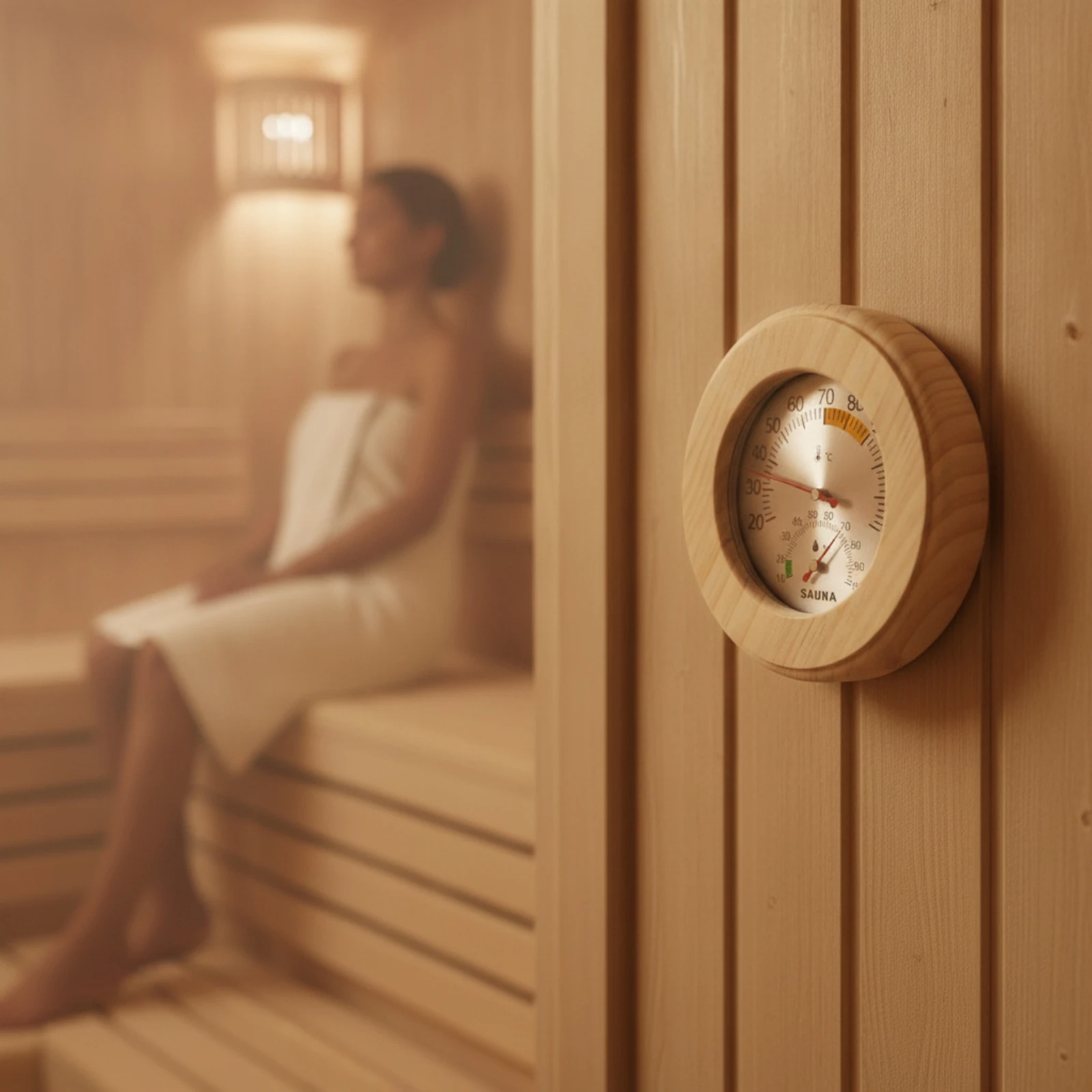 Sauna Thermometer with Hygrometer Wooden Thermometer and Hygrometer Combo Temperature and Humidity Gauge Heat-Resistant