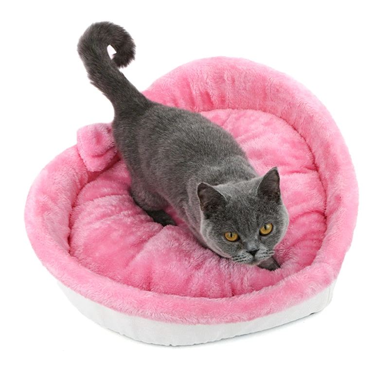 

Heart-shaped Pet Dog Cat Bed Winter Warm Soft Kitty Puppy Sleeping Beds For Cats Dogs Kennel Pet Nest Cat Accessories Puppy Pad