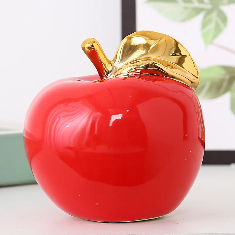 

Ceramic Apple Ornament Indoor Entrance Living Room Bookcase Entry Door Computer Living Room Bookcase TV Cabinet Desktop Ornament