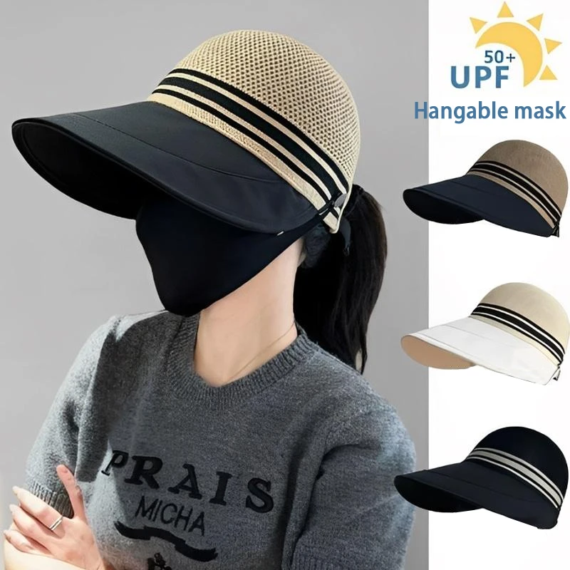 Summer Outdoor Fisherman Hat Women Breathable UV Protection Wide Brim Lightweight Sun Cap for Holiday Camping