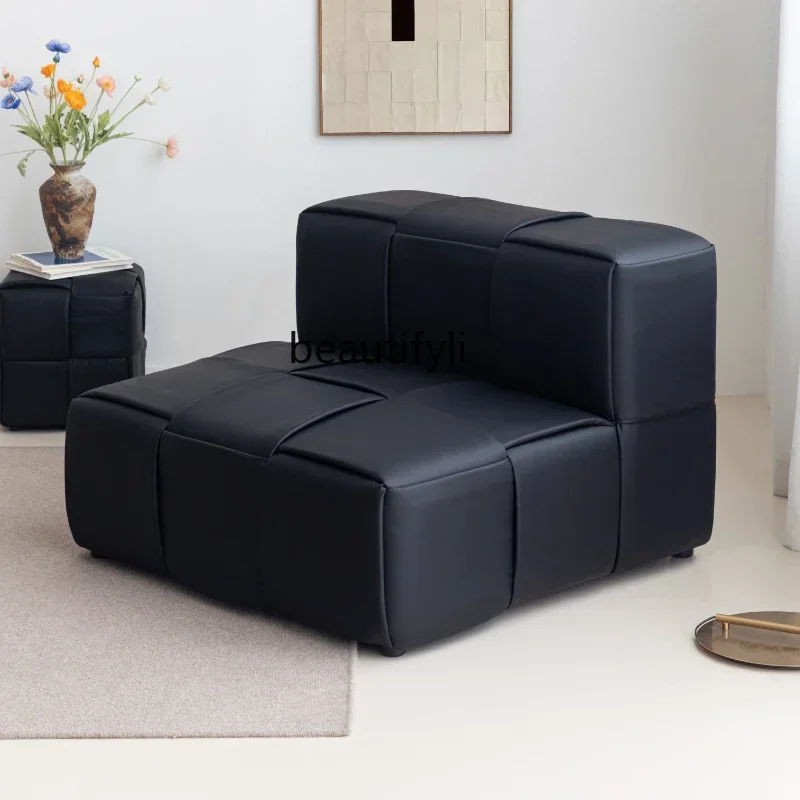 

FG44Woven Single Sofa Lazy Living Room Balcony Light Luxury Modern Creative Leather Sofa