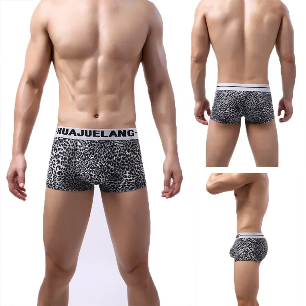 Men's Sexy Leopard Boxer Shorts Underwear Seamless Convex Pouch Underpant Elastic Boxershort Male Trunks Wild Style Panties