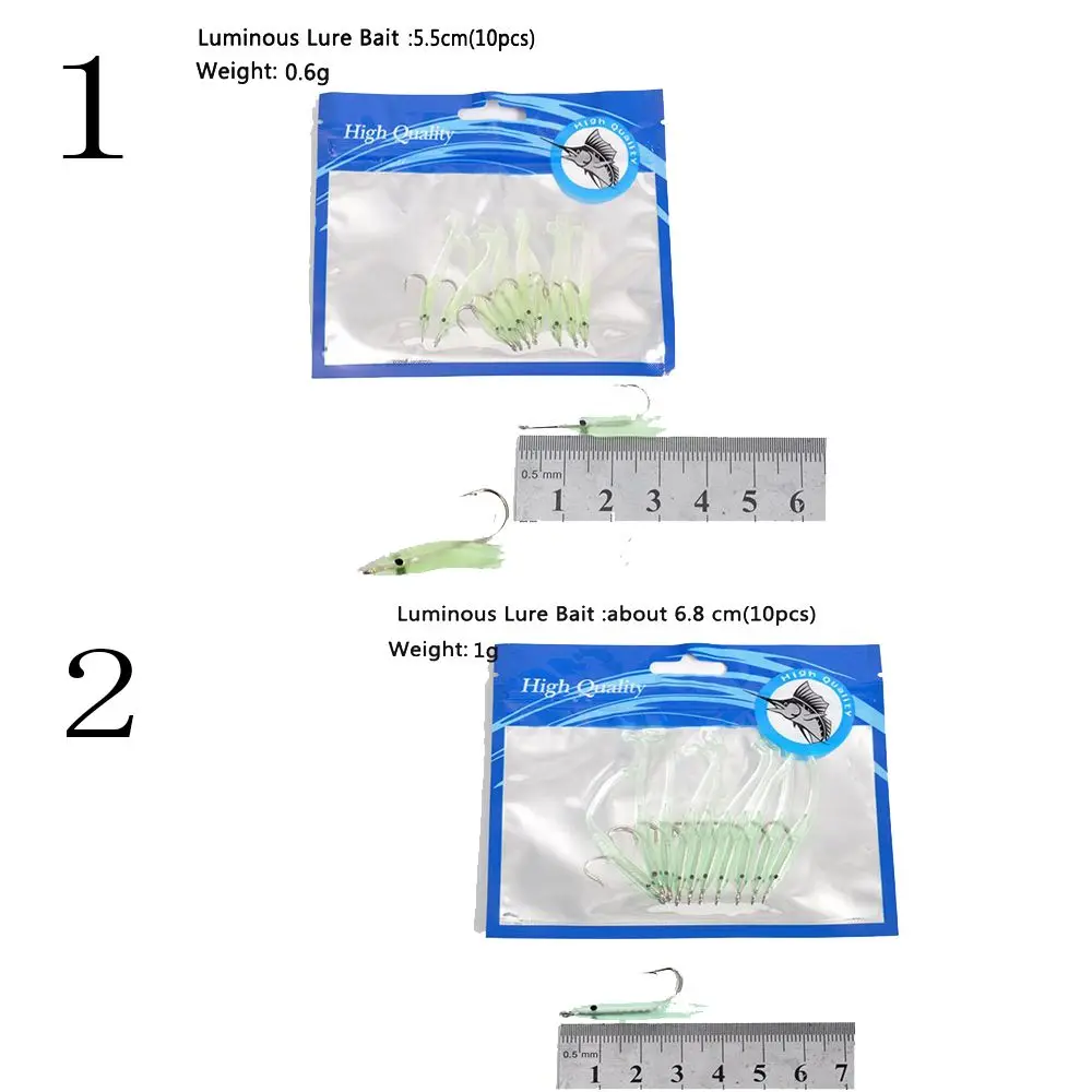 10pcs/lot Portable Artificial Bait Eel Fishing Bright Soft Silicone Lures Head Jig Lead Screw Worm Barbed Fishing Hooks Tackles