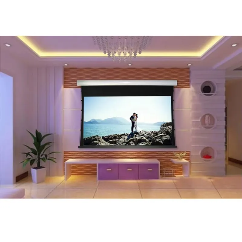 New Listing 4K ALR Black Crystal Tab-Tension   Electric Projector Screen Wall Mount & Ceiling Motorised Projection Screen