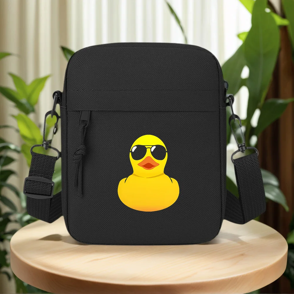 Rubber ducky,sunglasses,cool,simple design Men Crossbody Bag Single Shoulder Women Cartoon Anime Film Printing Design Unisex