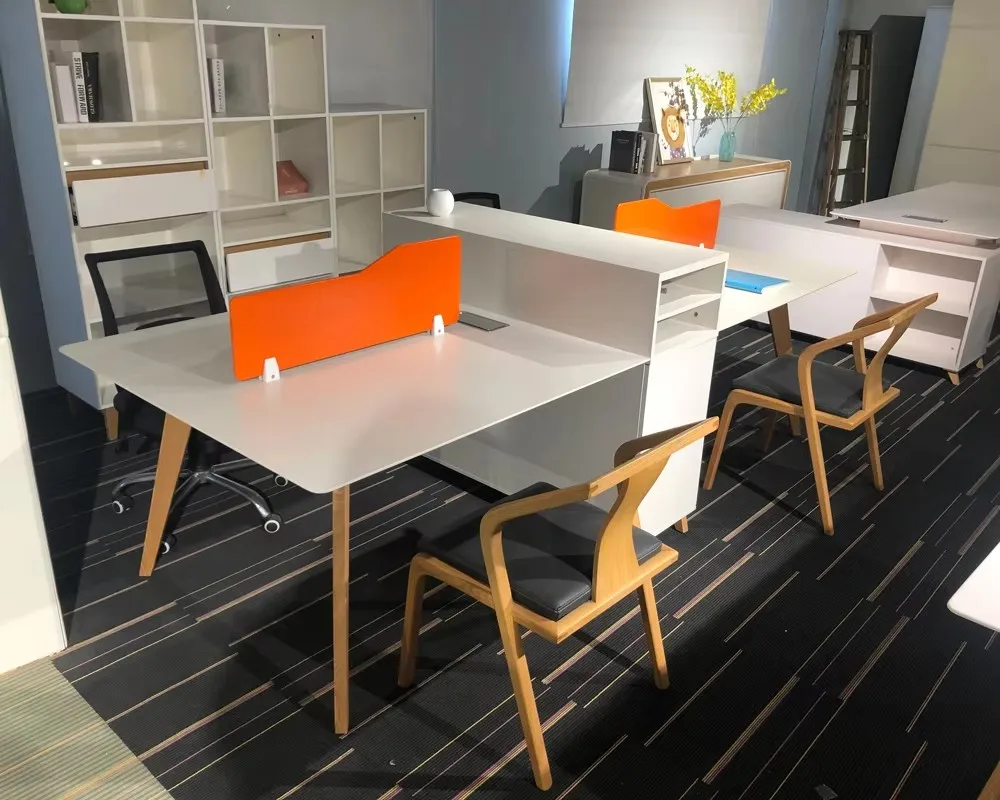 High Quality with File Cabinet with Modular Feature Fashion Modern European Simple Wood Office Workstation Screen