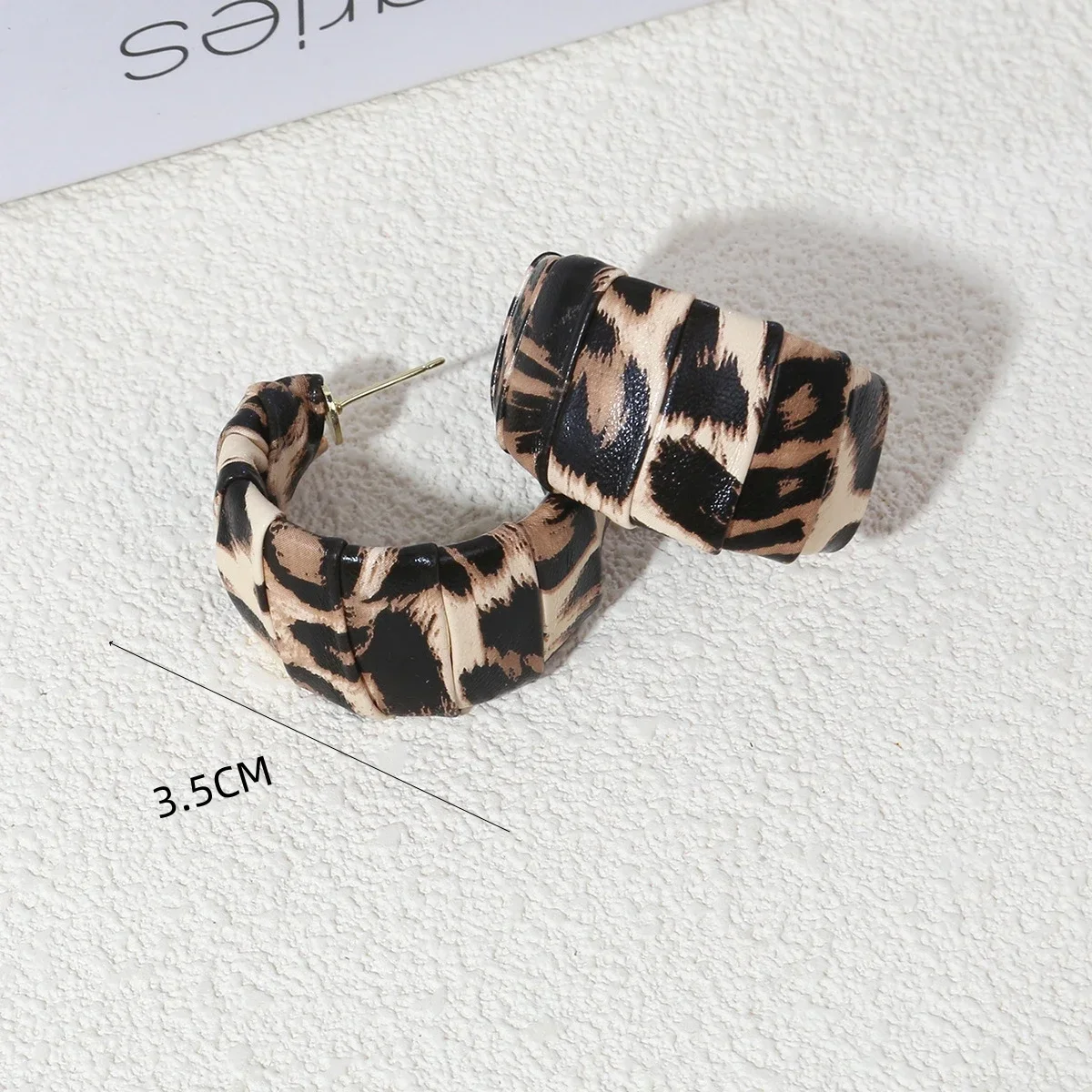 Punk C-shaped Leather Leopard Print Big Pendant Earring for Women Exaggerated Temperament Simple Round Ear Jewelry Brincos image 5