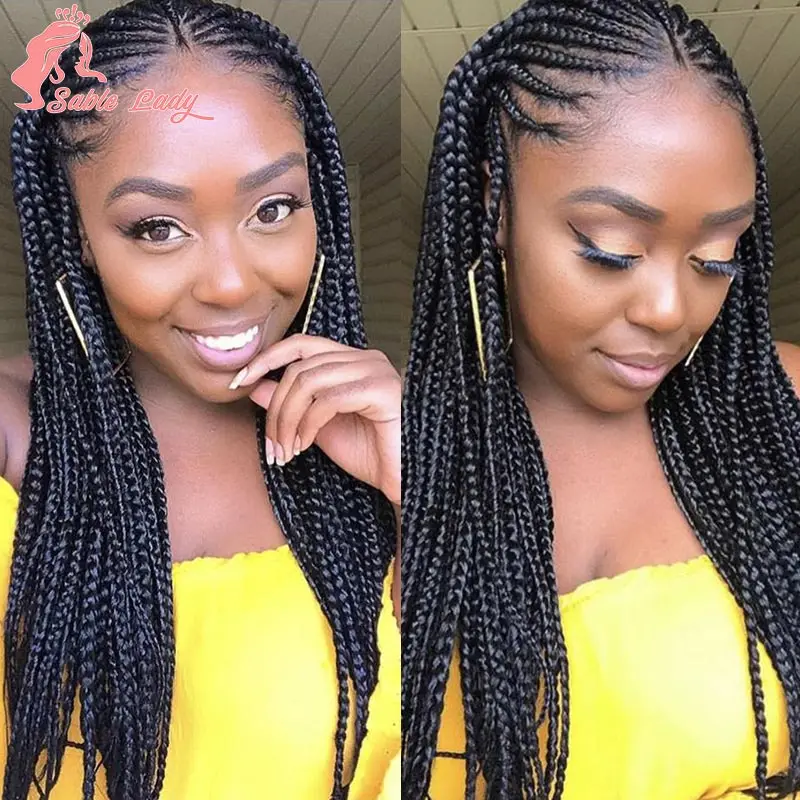 

36'' Synthetic Braided Wig Wig 13*8 Lace Frontal Braids Wig Box Braided Wigs for Black Women Cornrow Knotless Braiding Wigs