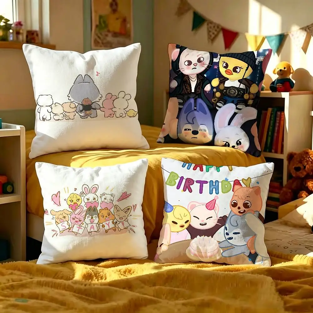S-StrayS COOL K-Kids Kpop Cushion Cover Polyester Sofa Cushions Decorative Throw Pillows Home Decoration Pillowcover